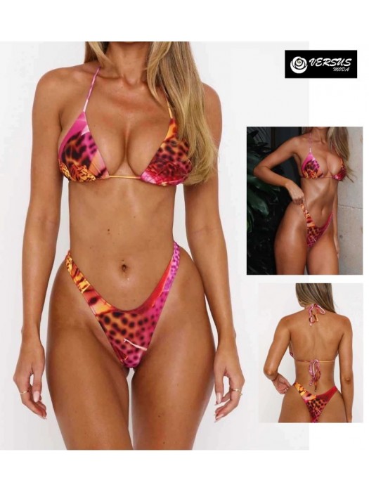 Costume Bagno Brasiliano 2 Pezzi Bikini Mare Donna Vita Alta Swimsuit 550169